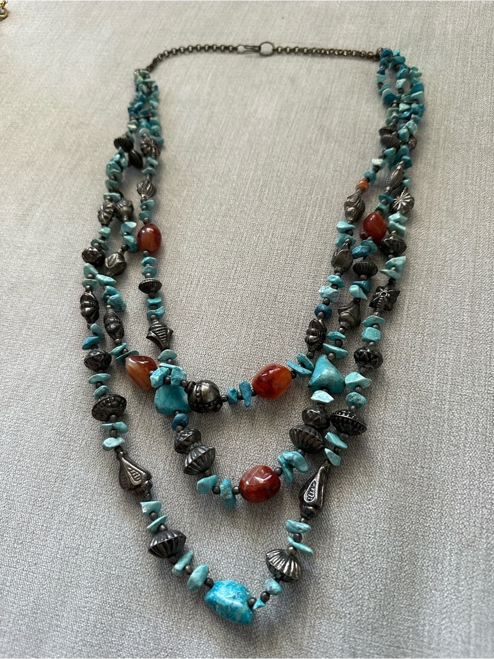 Multi-Strand Turquoise & Amber Bead Necklace - Women Jewelry